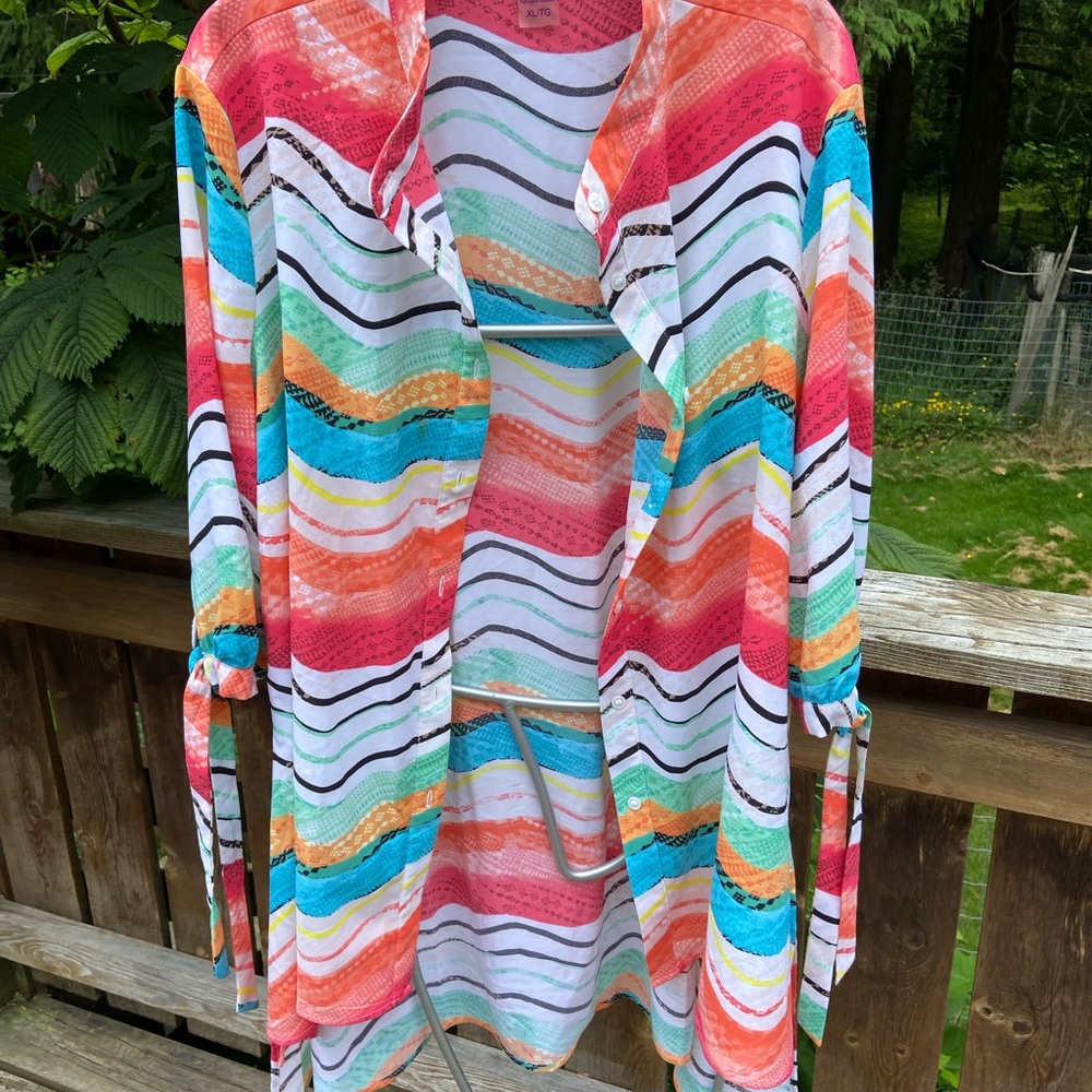 Peter Nygard Red, Orange, blue green and white Swim Coverup